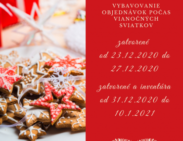 Vybavovanie objednávok počas Vianočných sviatkov 2020